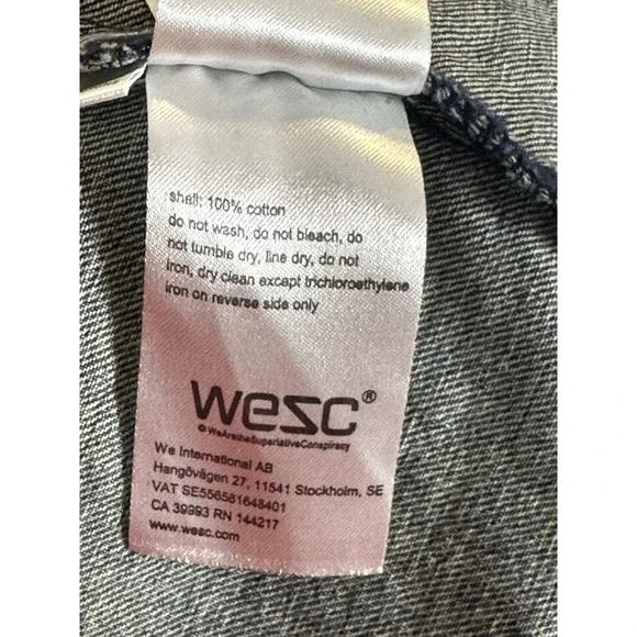 Wesc Denim Trucker‎ Jacket Unisex Mens XL Womens XXL Blue Jean THRILLS Graphic - Picture 9 of 16